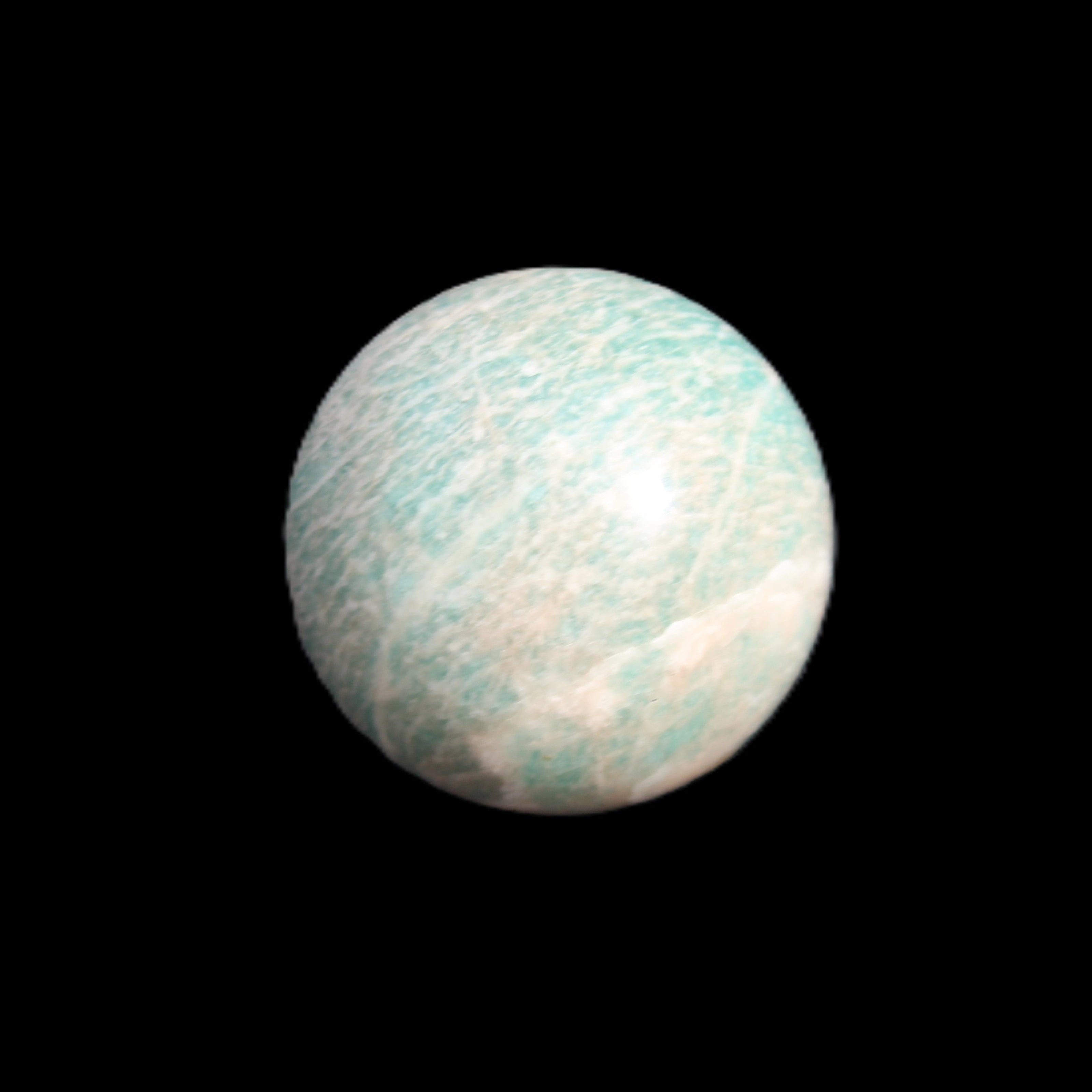 Amazonite sphere 33mm 51g in sunlight - Rocks and Things Store