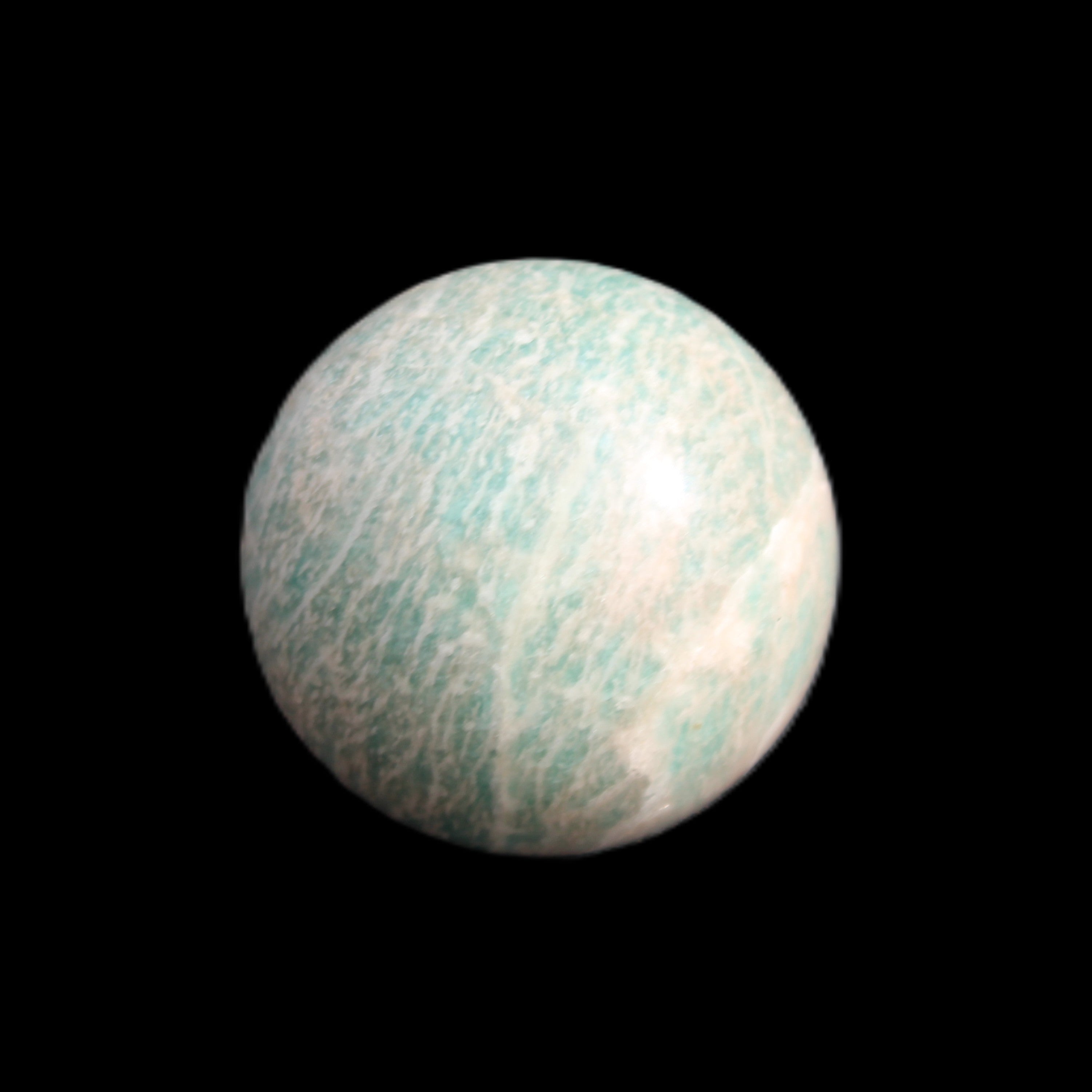 Amazonite sphere 33mm 51g in sunlight - Rocks and Things Store