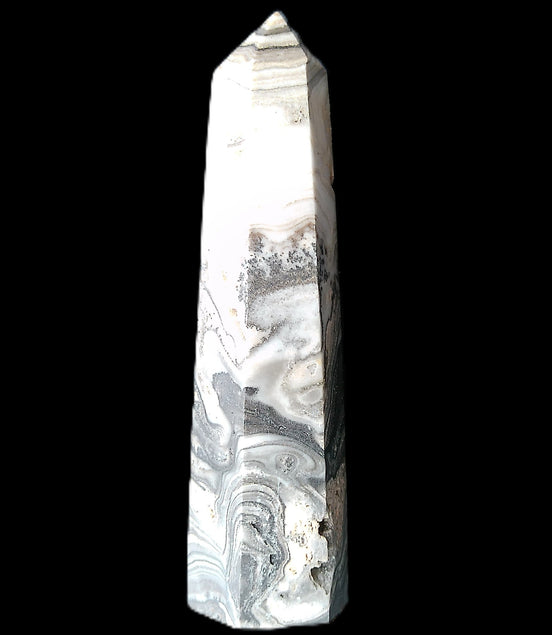 Zebra Calcite wand 79mm 45g in sunlight - Rocks and Things Store
