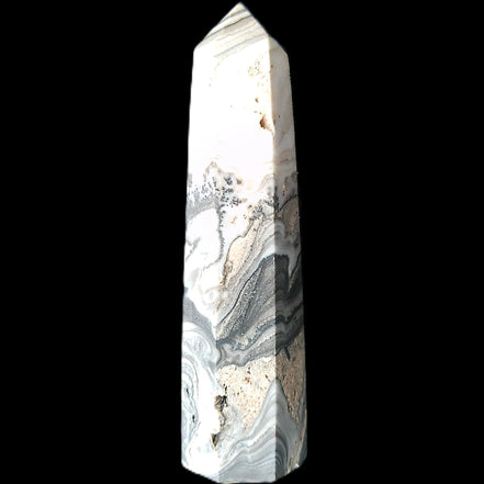 Zebra Calcite wand 79mm 45g in sunlight - Rocks and Things Store