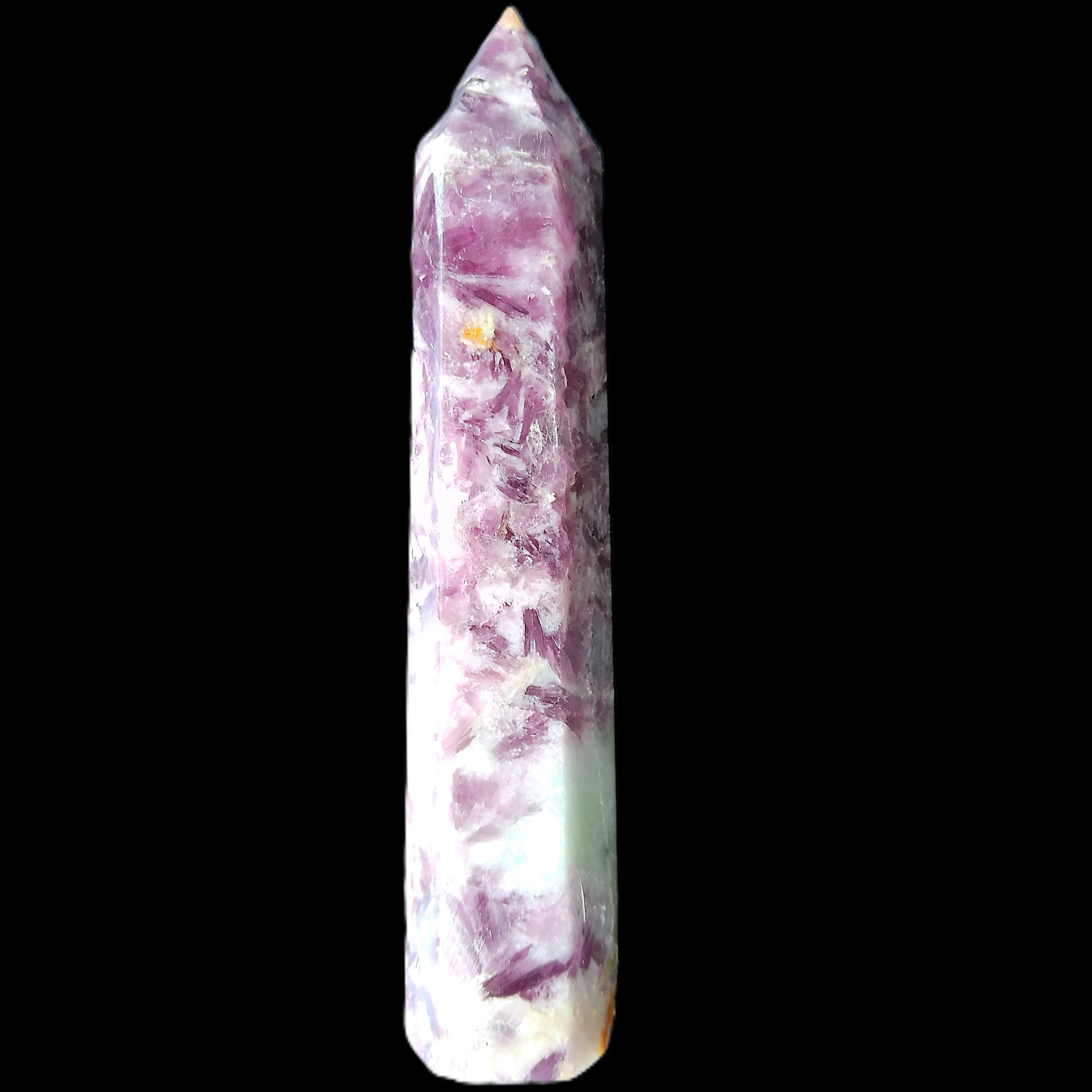 Lepidolite wand 102mm 65g in sunlight - Rocks and Things Store