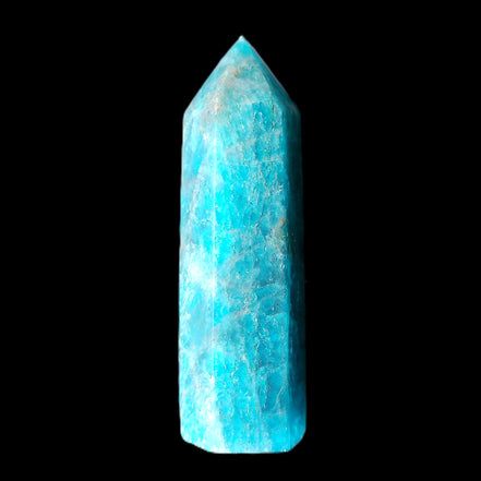 Blue Apatite wand 73mm 67g in sunlight - Rocks and Things Store