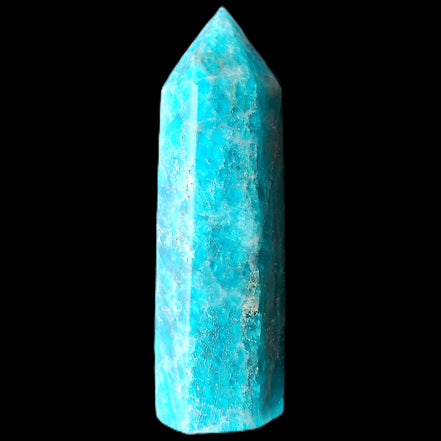 Blue Apatite wand 73mm 67g in sunlight - Rocks and Things Store