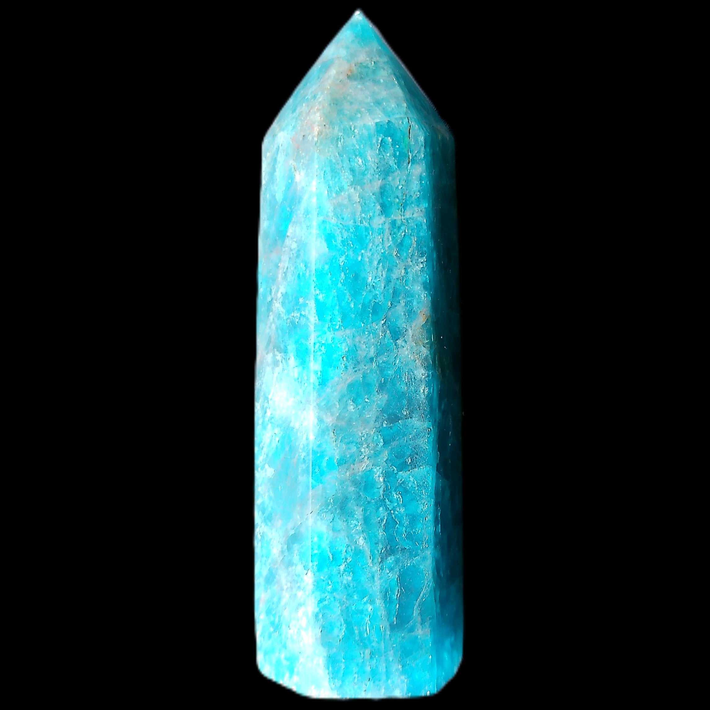 Blue Apatite wand 73mm 67g in sunlight - Rocks and Things Store