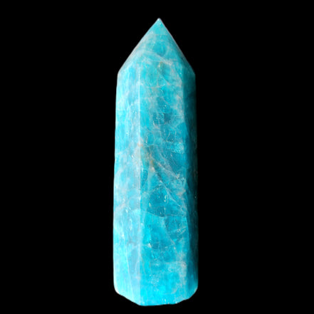 Blue Apatite wand 73mm 67g in sunlight - Rocks and Things Store