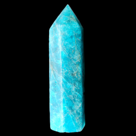 Blue Apatite wand 73mm 67g in sunlight - Rocks and Things Store