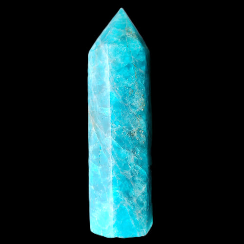 Blue Apatite wand 73mm 67g in sunlight - Rocks and Things Store