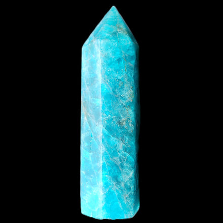 Blue Apatite wand 73mm 67g in sunlight - Rocks and Things Store