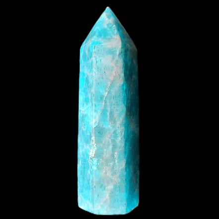 Blue Apatite wand 73mm 67g in sunlight - Rocks and Things Store