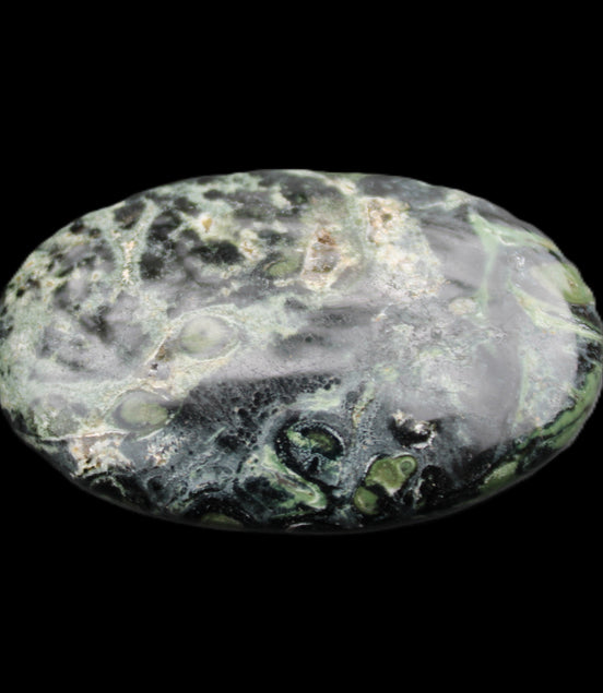 Kambaba Jasper palmstone 55mm 41g in sunlight - Rocks and Things Store