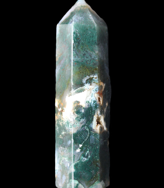 Moss Agate wand 94mm 100g in sunlight - Rocks and Things Store