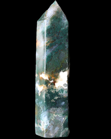 Moss Agate wand 94mm 100g in sunlight - Rocks and Things Store
