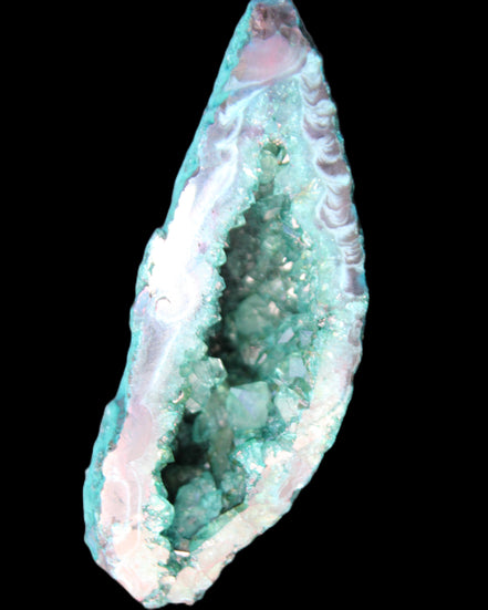 Electroplated Agate Quartz geodes range- greenish, 35-57g in sunlight - Rocks and Things Store