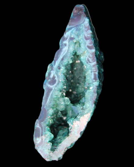 Electroplated Agate Quartz geodes range- greenish, 35-57g in sunlight - Rocks and Things Store
