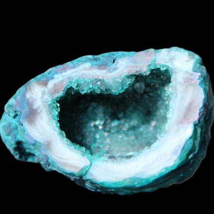 Electroplated Agate Quartz geodes range- greenish, 35-57g in sunlight - Rocks and Things Store