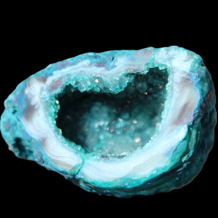 Electroplated Agate Quartz geodes range- greenish, 35-57g in sunlight - Rocks and Things Store
