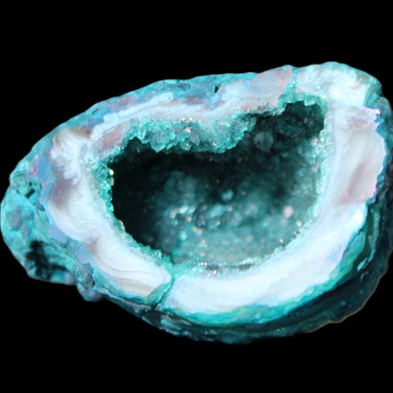 Electroplated Agate Quartz geodes range- greenish, 35-57g in sunlight - Rocks and Things Store