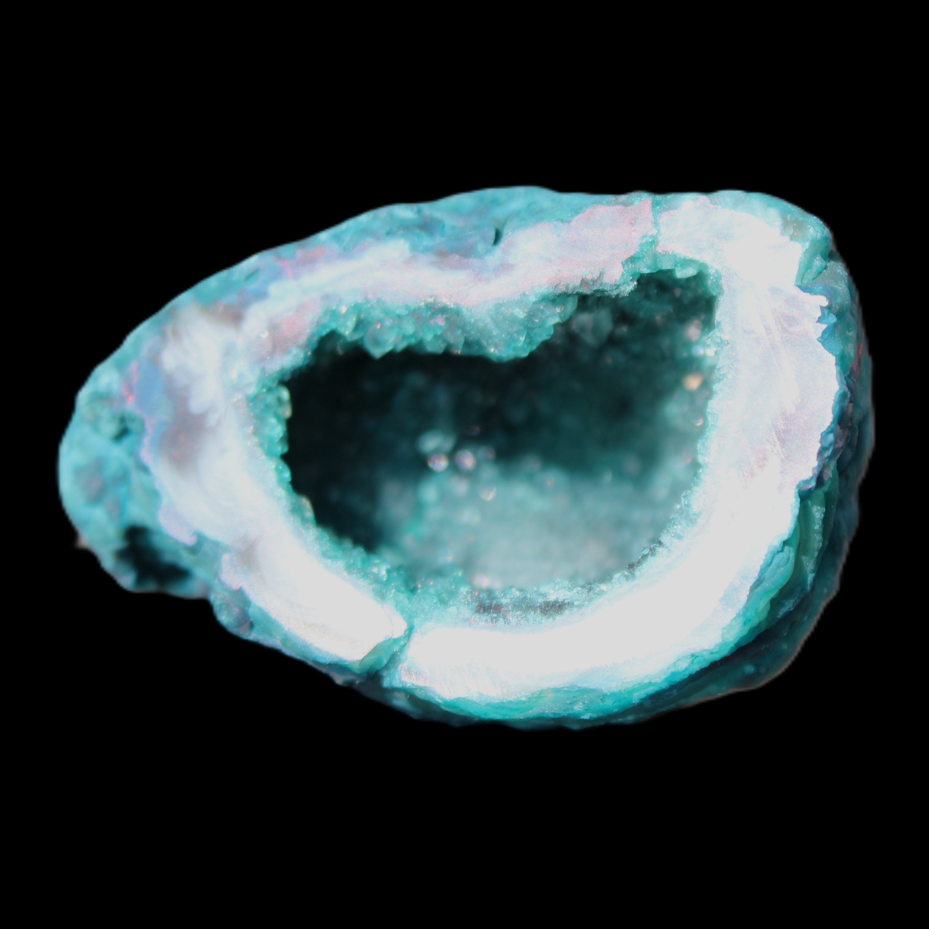 Electroplated Agate Quartz geodes range- greenish, 35-57g in sunlight - Rocks and Things Store