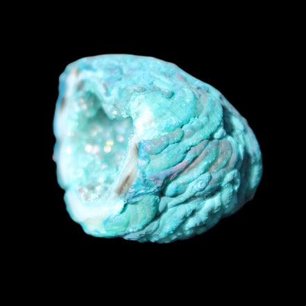 Electroplated Agate Quartz geodes range- greenish, 35-57g in sunlight - Rocks and Things Store