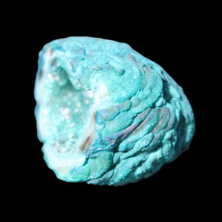 Electroplated Agate Quartz geodes range- greenish, 35-57g in sunlight - Rocks and Things Store