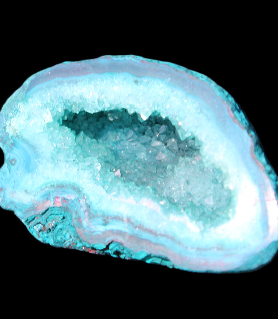 Electroplated Agate Quartz geodes range- greenish, 35-57g in sunlight - Rocks and Things Store