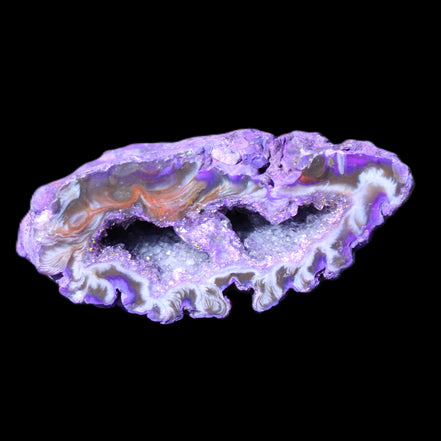Purplish Electroplated Agate Quartz geodes 48-52mm 48-69g in sunlight - Rocks and Things Store