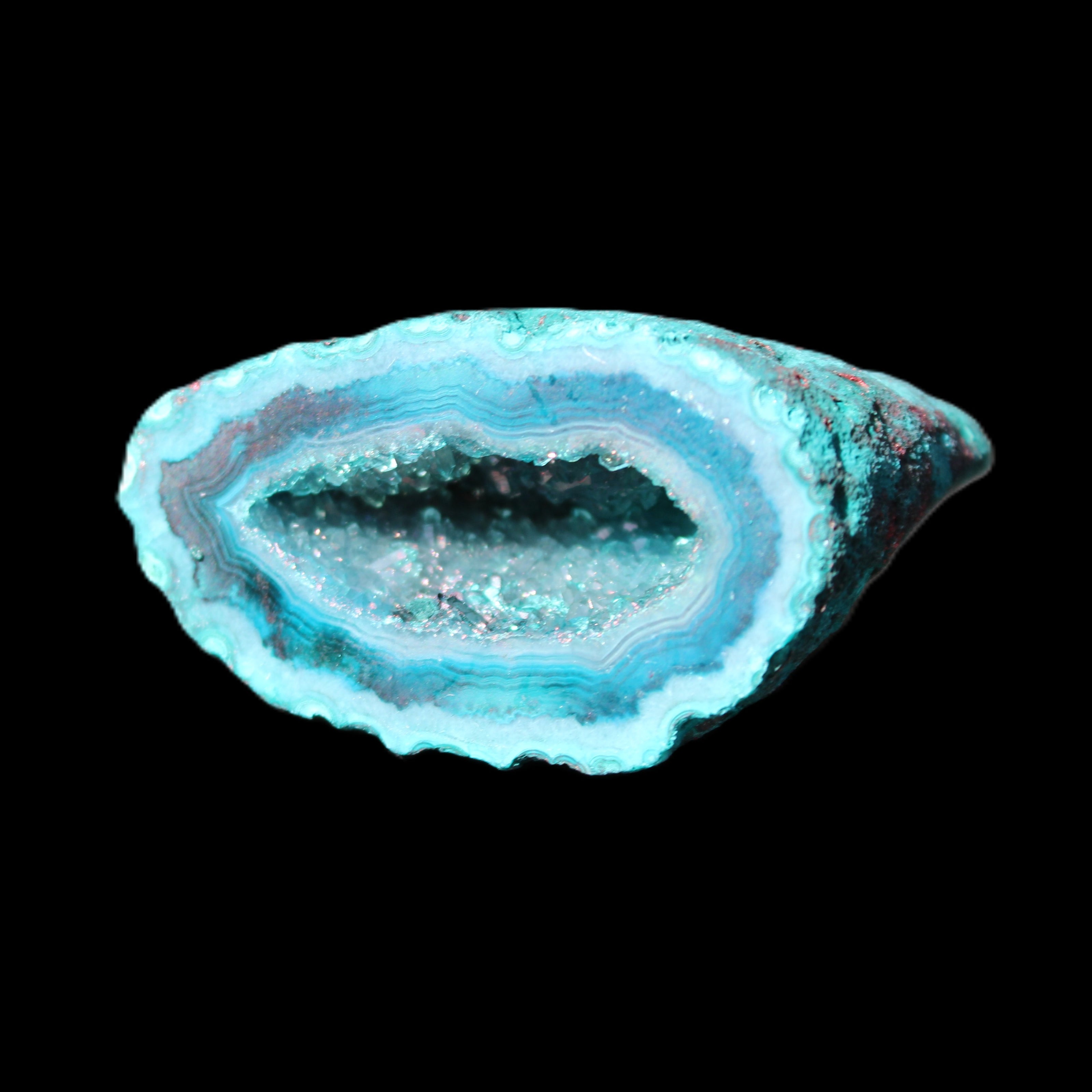Electroplated Agate Quartz geodes range- greenish, 35-57g in sunlight - Rocks and Things Store