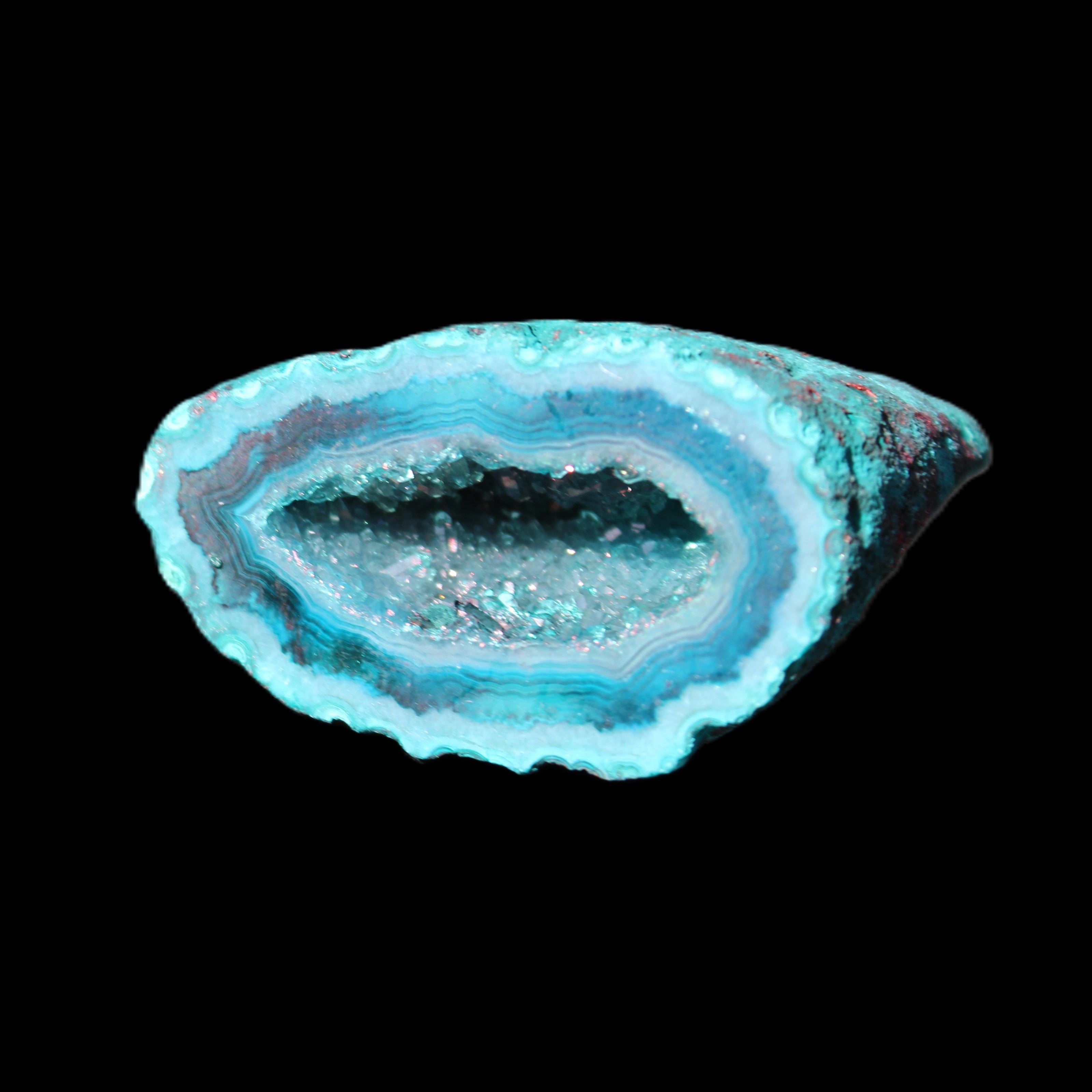 Electroplated Agate Quartz geodes range- greenish, 35-57g in sunlight - Rocks and Things Store