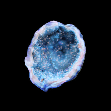 Blue Electroplated Agate Quartz geode range 40-67mm 30-63g in sunlight - Rocks and Things Store