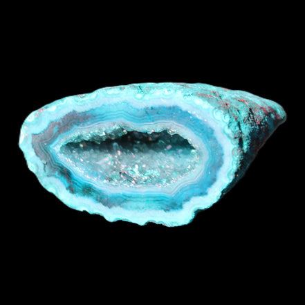 Electroplated Agate Quartz geodes range- greenish, 35-57g in sunlight - Rocks and Things Store
