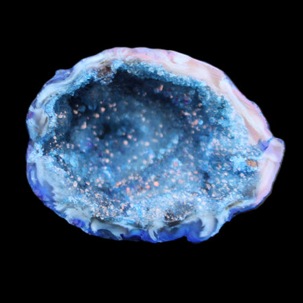 Blue Electroplated Agate Quartz geode range 40-67mm 30-63g in sunlight - Rocks and Things Store