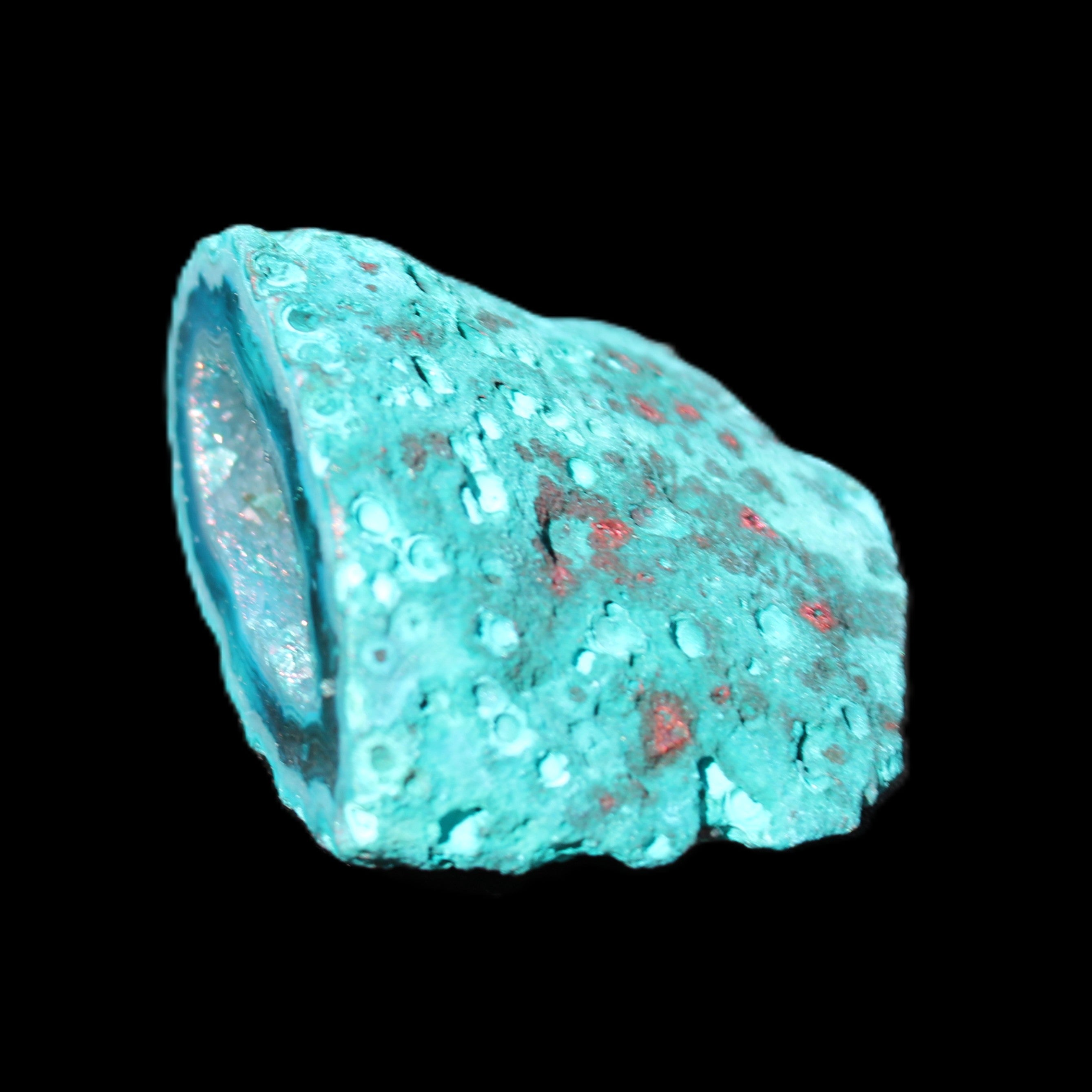Electroplated Agate Quartz geodes range- greenish, 35-57g in sunlight - Rocks and Things Store