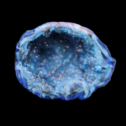 Blue Electroplated Agate Quartz geode range 40-67mm 30-63g in sunlight - Rocks and Things Store