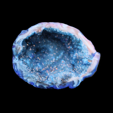 Blue Electroplated Agate Quartz geode range 40-67mm 30-63g in sunlight - Rocks and Things Store