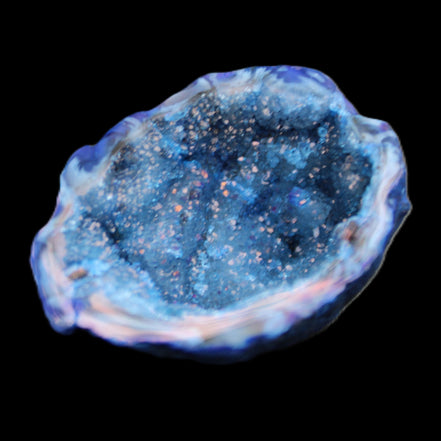 Blue Electroplated Agate Quartz geode range 40-67mm 30-63g in sunlight - Rocks and Things Store