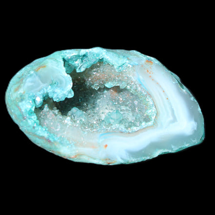 Electroplated Agate Quartz geodes range- greenish, 35-57g in sunlight - Rocks and Things Store