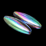 Magnetic Rainbow Hematite Buzz stones pair 56-60mm 93-107g in sunlight - Rocks and Things Store