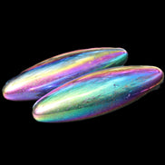 Magnetic Rainbow Hematite Buzz stones pair 56-60mm 93-107g in sunlight - Rocks and Things Store