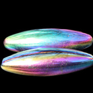Magnetic Rainbow Hematite Buzz stones pair 56-60mm 93-107g in sunlight - Rocks and Things Store