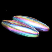 Magnetic Rainbow Hematite Buzz stones pair 56-60mm 93-107g in sunlight - Rocks and Things Store