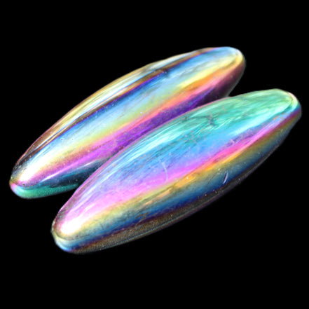 Magnetic Rainbow Hematite Buzz stones pair 56-60mm 93-107g in sunlight - Rocks and Things Store
