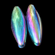 Magnetic Rainbow Hematite Buzz stones pair 56-60mm 93-107g in sunlight - Rocks and Things Store