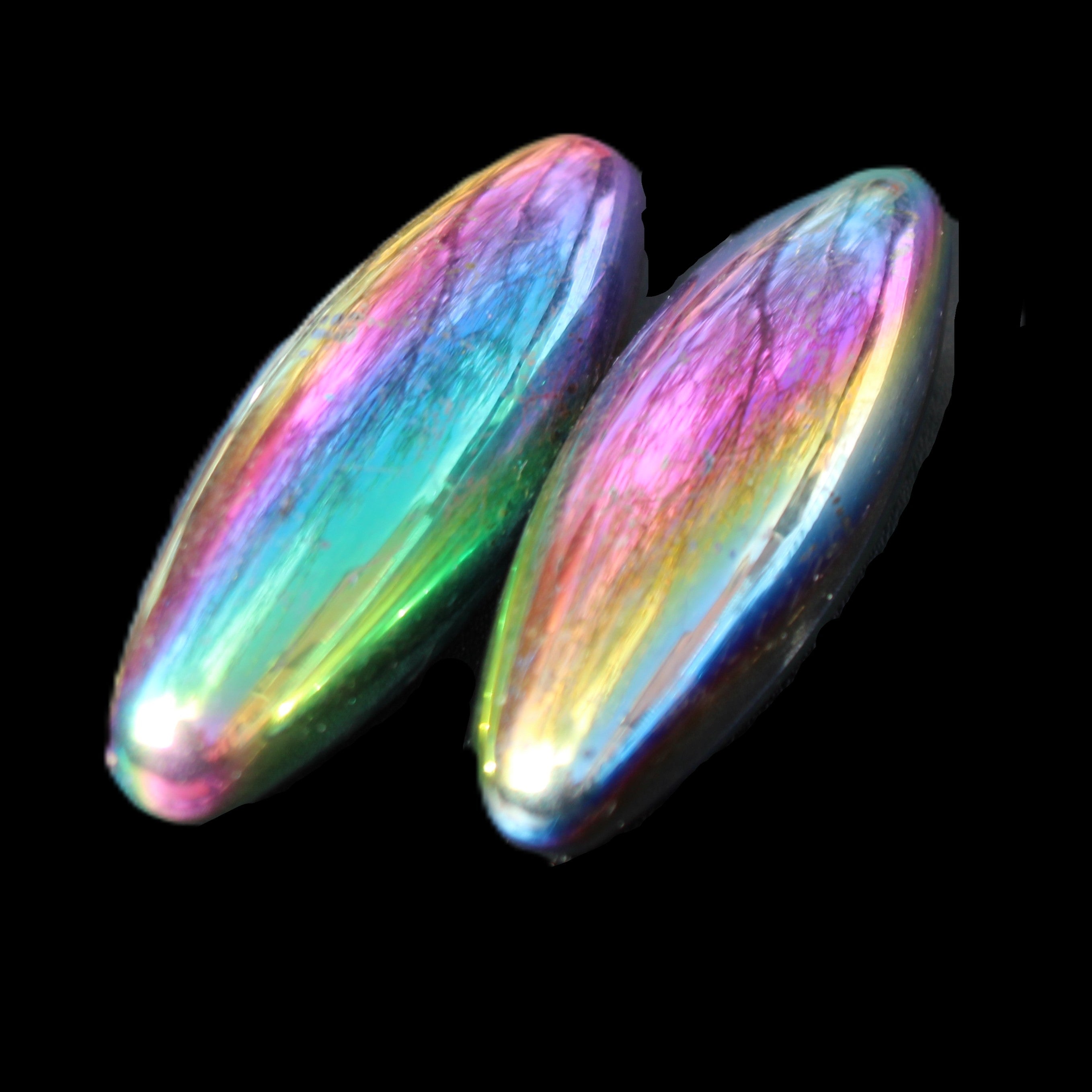 Magnetic Rainbow Hematite Buzz stones pair 56-60mm 93-107g in sunlight - Rocks and Things Store