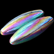 Magnetic Rainbow Hematite Buzz stones pair 56-60mm 93-107g in sunlight - Rocks and Things Store