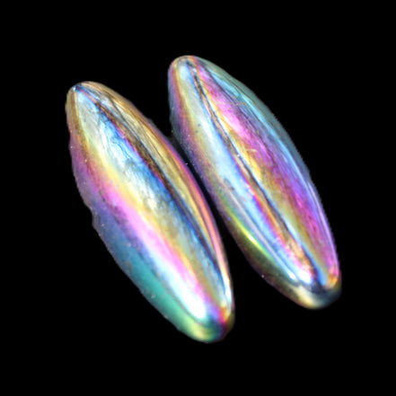 Magnetic Rainbow Hematite Buzz stones pair 56-60mm 93-107g in sunlight - Rocks and Things Store