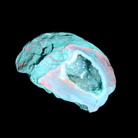 Electroplated Agate Quartz geodes range- greenish, 35-57g in sunlight - Rocks and Things Store