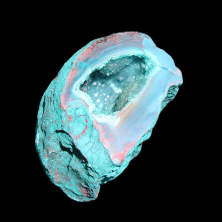 Electroplated Agate Quartz geodes range- greenish, 35-57g in sunlight - Rocks and Things Store