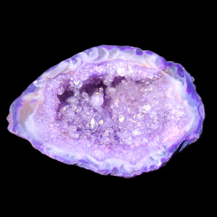 Purplish Electroplated Agate Quartz geodes 48-52mm 48-69g in sunlight - Rocks and Things Store
