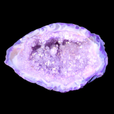 Purplish Electroplated Agate Quartz geodes 48-52mm 48-69g in sunlight - Rocks and Things Store