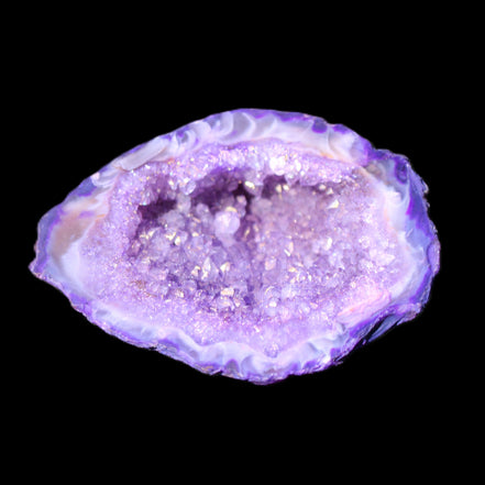 Purplish Electroplated Agate Quartz geodes 48-52mm 48-69g in sunlight - Rocks and Things Store